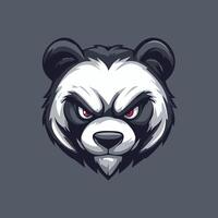 A panda bear head with red eyes on a dark background vector