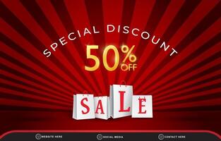 special discount sale template banner with copy space for product sale with abstract gradient red backgroud design vector