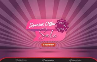 special offer sale template banner with copy space for product sale with abstract gradient purple backgroud design vector