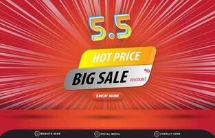 05.05 hot big sale discount template banner with blank space for product sale with abstract gradient red and orange background design vector