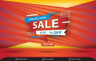 special offer sale tempate banner with copy space for product sale with abstract gradient red and orange background vector