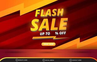 flash sale discount template banner with blank space for product sale with abstract gradient red and orange background design vector