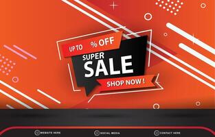 super sale discount template banner with copy space for product sale with abstract gradient orange background design vector