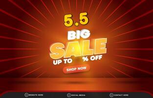 05.05 big sale discount template banner with blank space for product sale with abstract gradient red background design vector