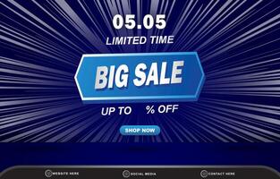 05.05 limited big sale discount template banner with blank space for product sale with abstract gradient dark blue background design vector