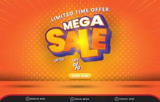 limited mega sale discount template banner with blank space for product sale with abstract gradient orange background design vector