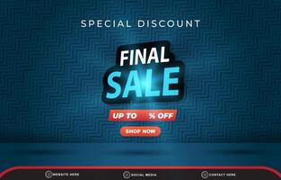 special discount final sale template banner with blank space for product sale with abstract gradient blue background design vector