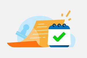 illustration of a new regulation concept, document with an approval stamp and a calendar. for implementation and approval of new policies, rules, business, legal, compliance, law, policy updates vector