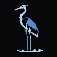 abstract and simple illustration of blue heron vector
