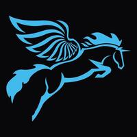 simple abstract illustration of jumping pegasus or unicorn vector