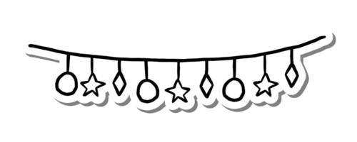 Black line Mobile Elements on white silhouette and gray shadow. Hand drawn cartoon style. illustration for decorate and any design. vector
