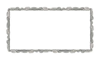 Rectangle Stone Frame, Rectangular Rocks Border. Empty Cartoon Frame Made Of Small Stones. vector
