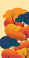 A colorful illustration of trees with leaves vector