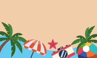 Summer vacation beach background with palm trees and beach ball vector
