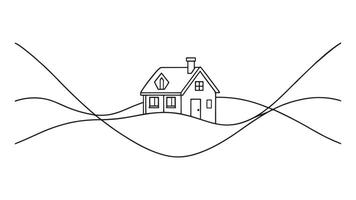 Highland Hearth continuous line art isolated flat illustration on white background vector