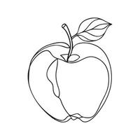 Apple random line art hand drawn flat illustration on white background. vector