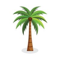 A solitary palm tree stands tall against a pristine isolated flat illustration on white background. vector