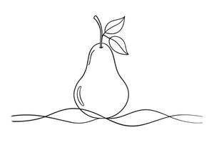 Pear continuous line art isolated on white background vector