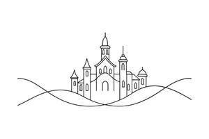 Modern continuous line art isolated on white background. vector