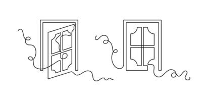 Door opening and closing line icon. continuous line style. simple style chair shape illustration. unique concept, simple, doodle and hand-drawn vector