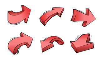 3D arrow in cartoon style. Suitable for infographic and comic element. Arrow hand drawn. vector