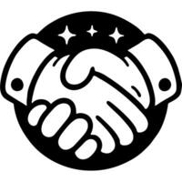 Handshake of partners as sign of concluding agreement in monochrome. Simple minimalistic in black ink drawing on white background vector