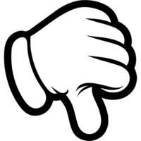 Negative finger down gesture shows disagreement in monochrome. Simple minimalistic in black ink drawing on white background vector