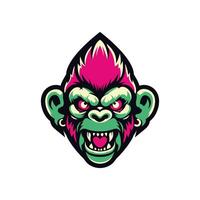 monkey face illustration for merch design vector