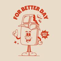 Chocolate Bar Character, Retro Mascot Character vector