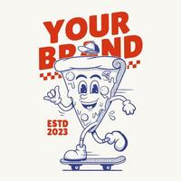 Pizza Character, Retro Mascot Character vector