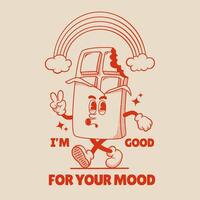 Chocolate Bar Character, Retro Mascot Character vector