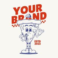 Pizza Character, Retro Mascot Character vector