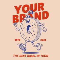 Bagel Bread Character, Retro Mascot Character vector