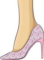 Leg in sparkles shoes isolated on white vector