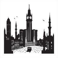 Clock tower mecca icon. Editable icons. silhouette on white background vector