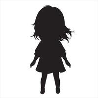 Little girl on white background. Character for computer game or thriller silhouette on white background vector