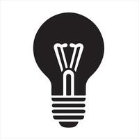 Light Bulb Icon Black and White silhouette on white background vector