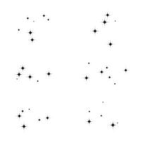 Shimmering fireworks and random stars falling against white. Set vector