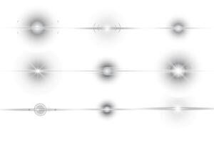 Bright stars and light glow with sparkling particles for Christmas. Set of silver abstract backgrounds. vector