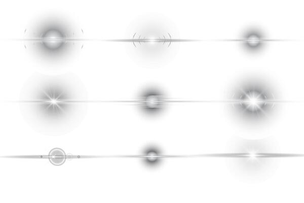 Bright stars and light glow with sparkling particles for Christmas. Set of silver abstract backgrounds.