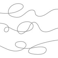 Set of black and white tangled lines on a white background. vector