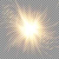 Starburst flash with gentle yellow sunlight effect vector