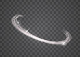 Light effect of lens flares. White glowing lines with sparkles. vector