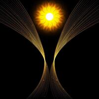Abstract sun with rays on a black background. vector