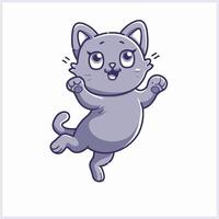 A cartoon cat jumping with its paws up vector