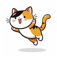 A cartoon cat jumping with its tongue out vector