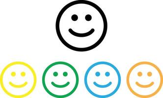 Colorful happy face icon set in different colors . Smiling face icon . Happy icon vector