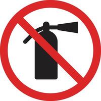 No extinguisher sign . No fire Extinguisher sign . Do not use fire Extinguisher icon vector