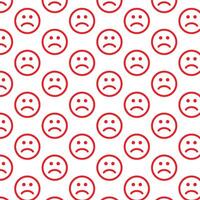 Sad face pattern . Sad face background . Red sad pattern on white background . illustration vector