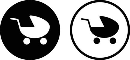 Baby stroller icon set in two styles . Baby carriage icon vector